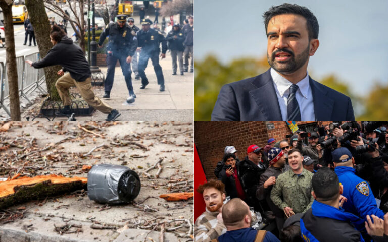 نیویارک:میئر ہاؤس کے باہر اسلام مخالف مظاہرے کے دوران مشتبہ آلات پھینکے گئے، 2افراد زیر حراست 