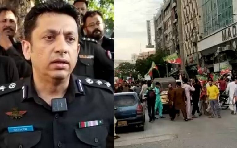 کراچی: پی ٹی آئی نے بغیر اجازت احتجاج کیا، ایس ایس پی ساؤتھ مہزور علی