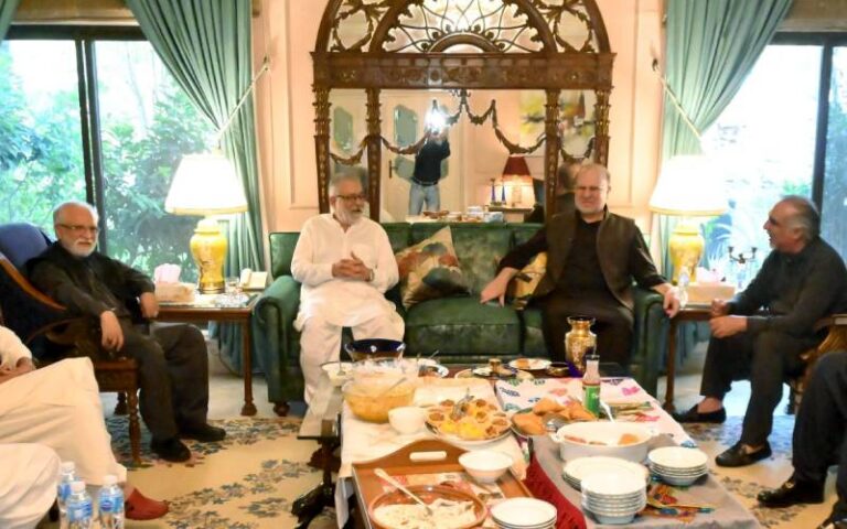 نیشنل ڈائیلاگ کمیٹی وفد کی پیر پگارا سے اہم ملاقات، سیاسی صورتحال پر تفصیلی مشاورت