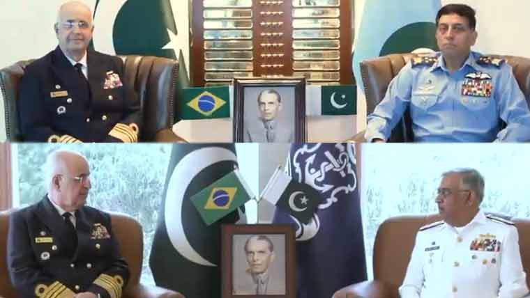 برازیلی افواج کے وفد کی نیول اور ایئر چیفس سے ملاقاتیں، دفاعی تعاون بڑھانے پر اتفاق